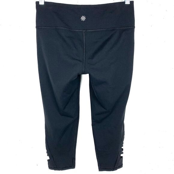 Athleta Criss Cross Chaturanga Capri Leggings Black Nylon Stretch Size Small - Picture 3 of 11